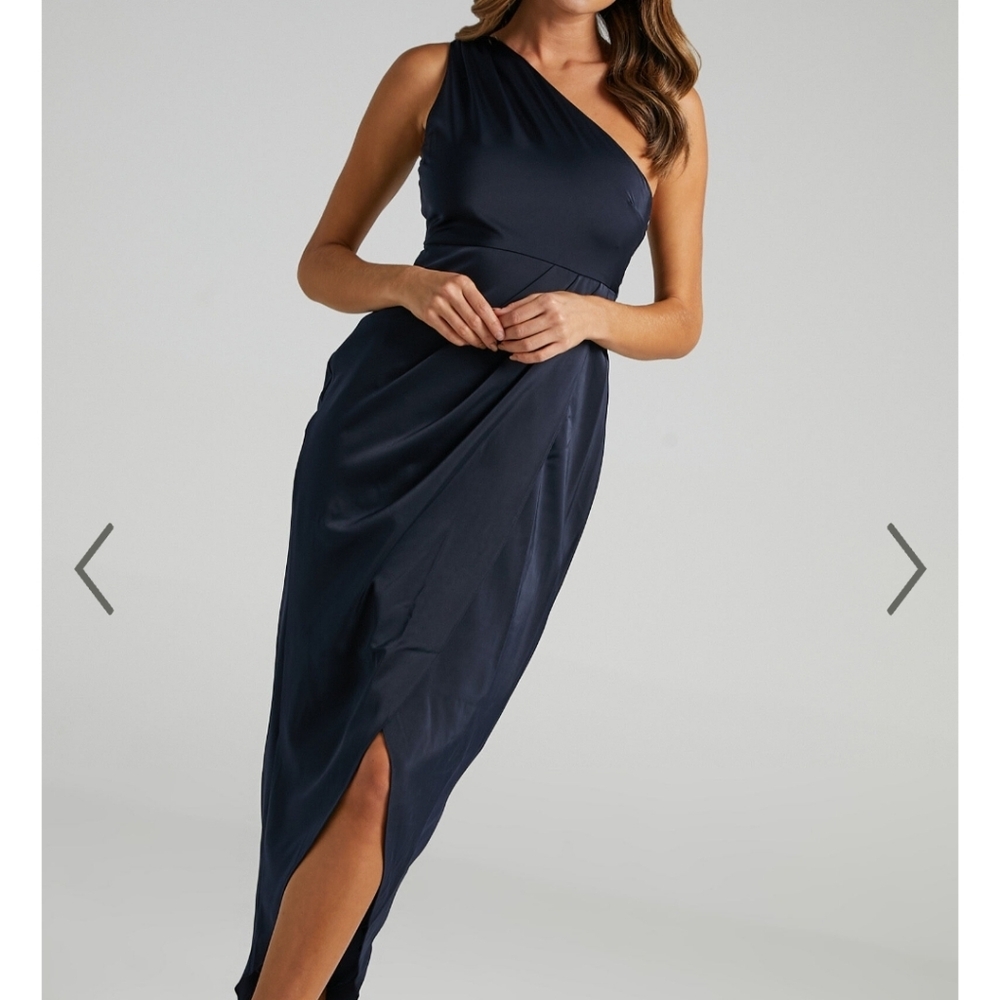 Showpo One Shoulder Navy Dress